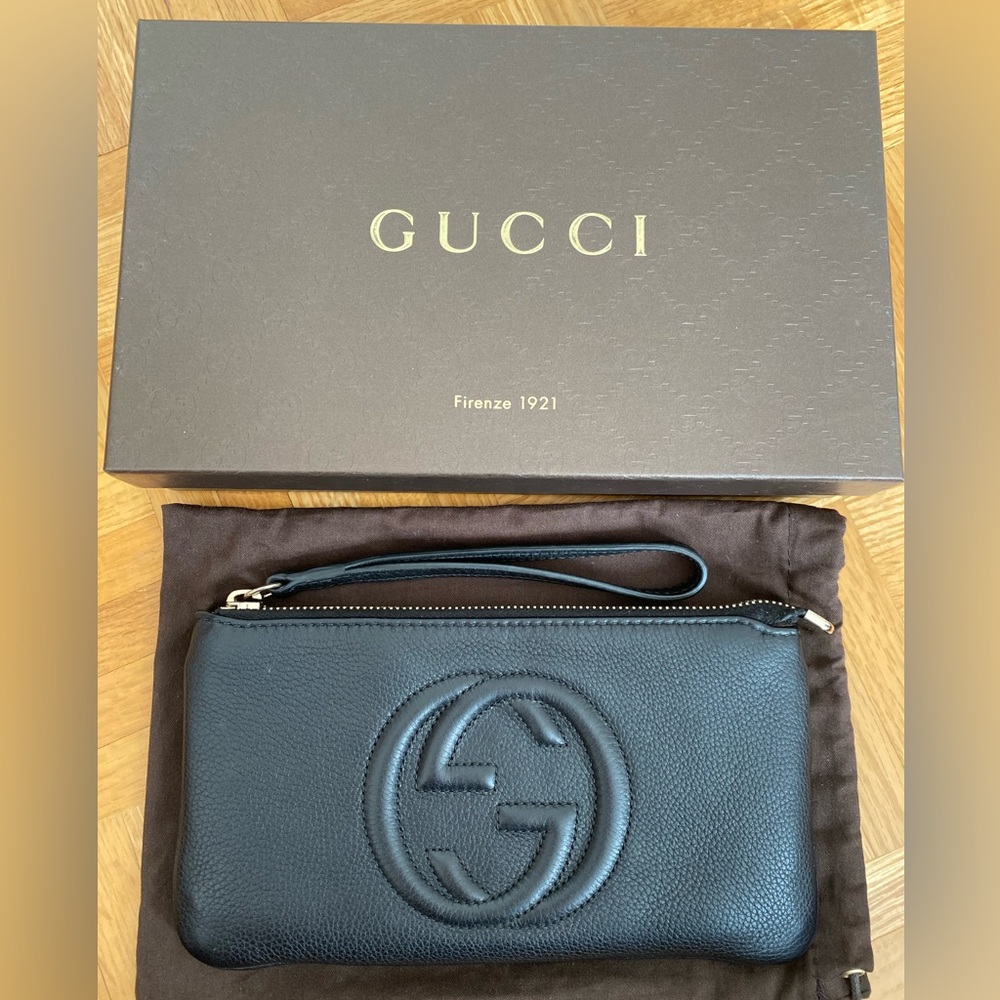 Black Gucci Wallet on a Chain / Wristlet